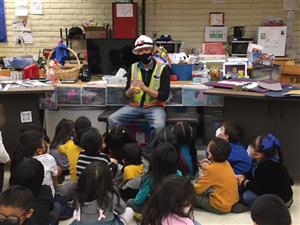 CORE Construction Worker sharing with kindergartners